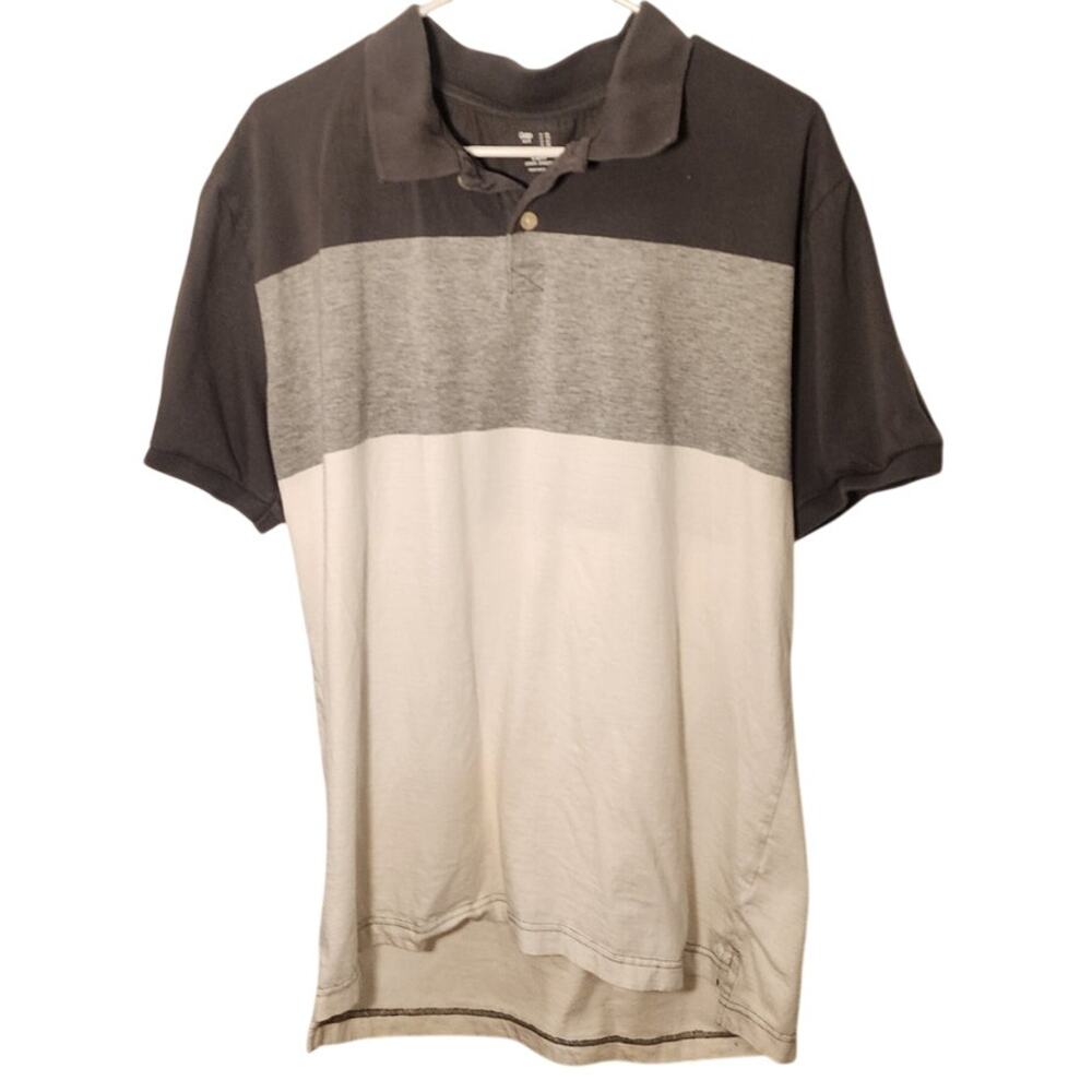Gap Mens White Gray Colorblock Athletic Polo Shirt XXL Short Sleeve